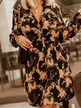 Women's Dresses Printed Belted Button Shirt Long Sleeve Dress